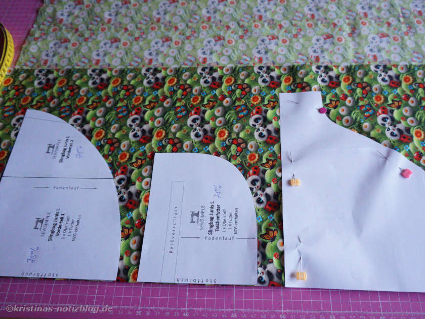 Sling Bag JUNIS gelb Futter zuschneiden