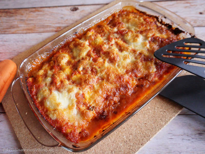 Cannelloni mit Pilzfüllung frisch aus dem Ofen
