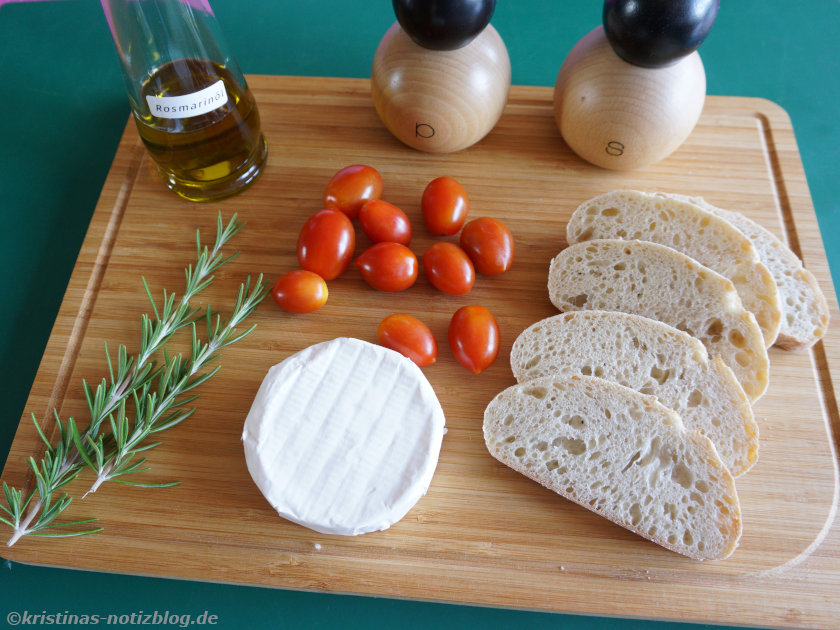 Zutaten gebackener Camembert